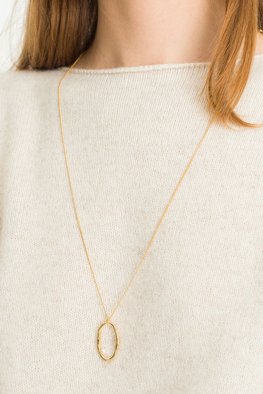 Aditi Pearl Pendant Necklace, 14K Gold Plated