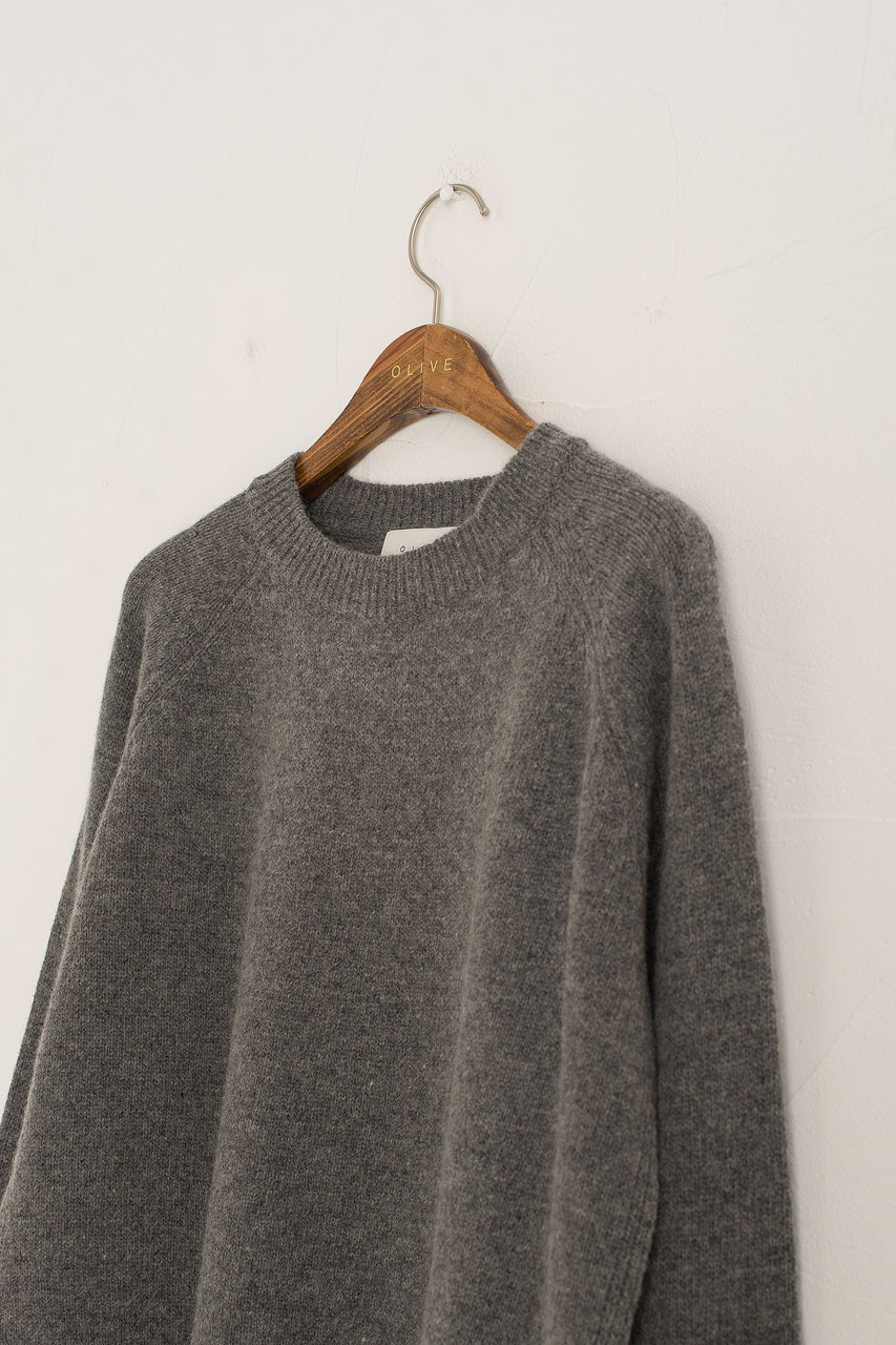 Unbalanced Crew Neck Knit, Charcoal