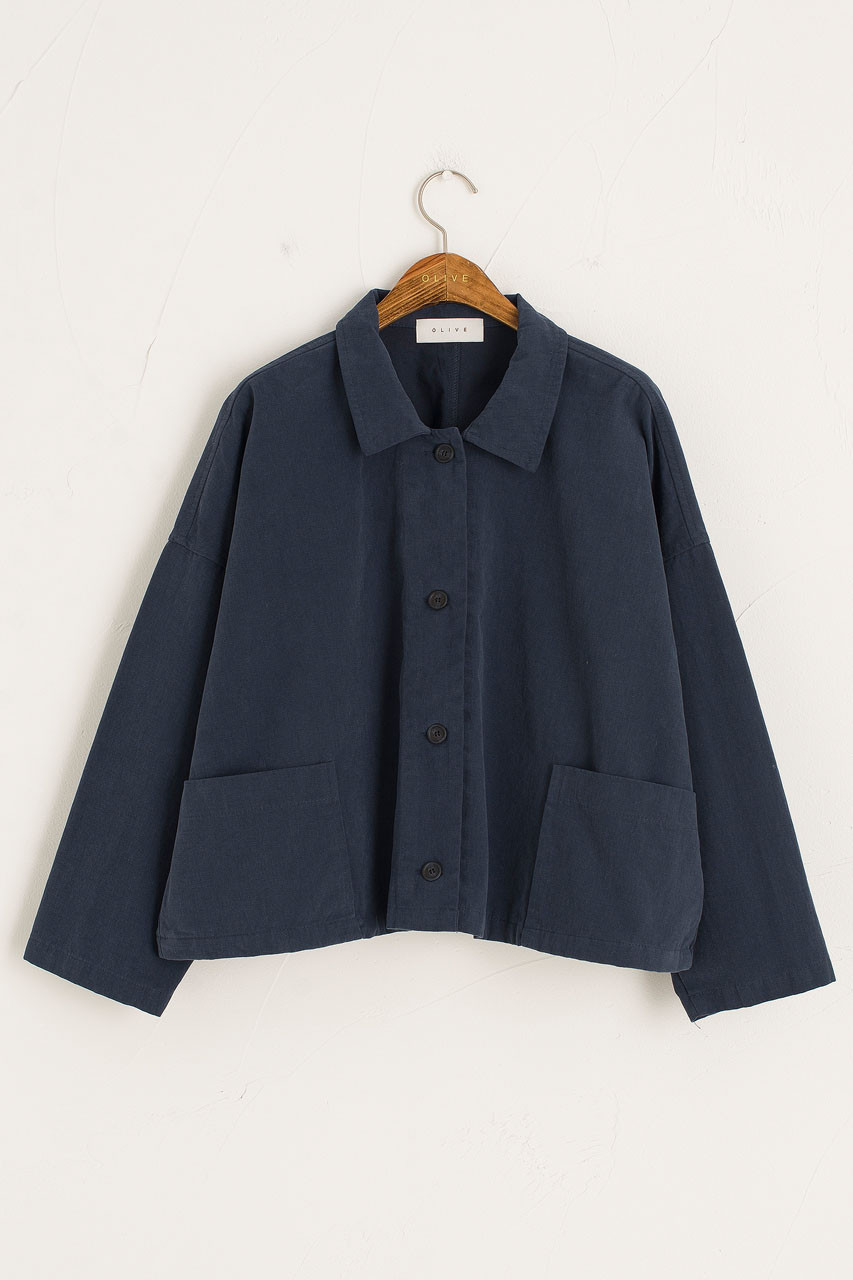 Cotton Workwear Jacket, Navy