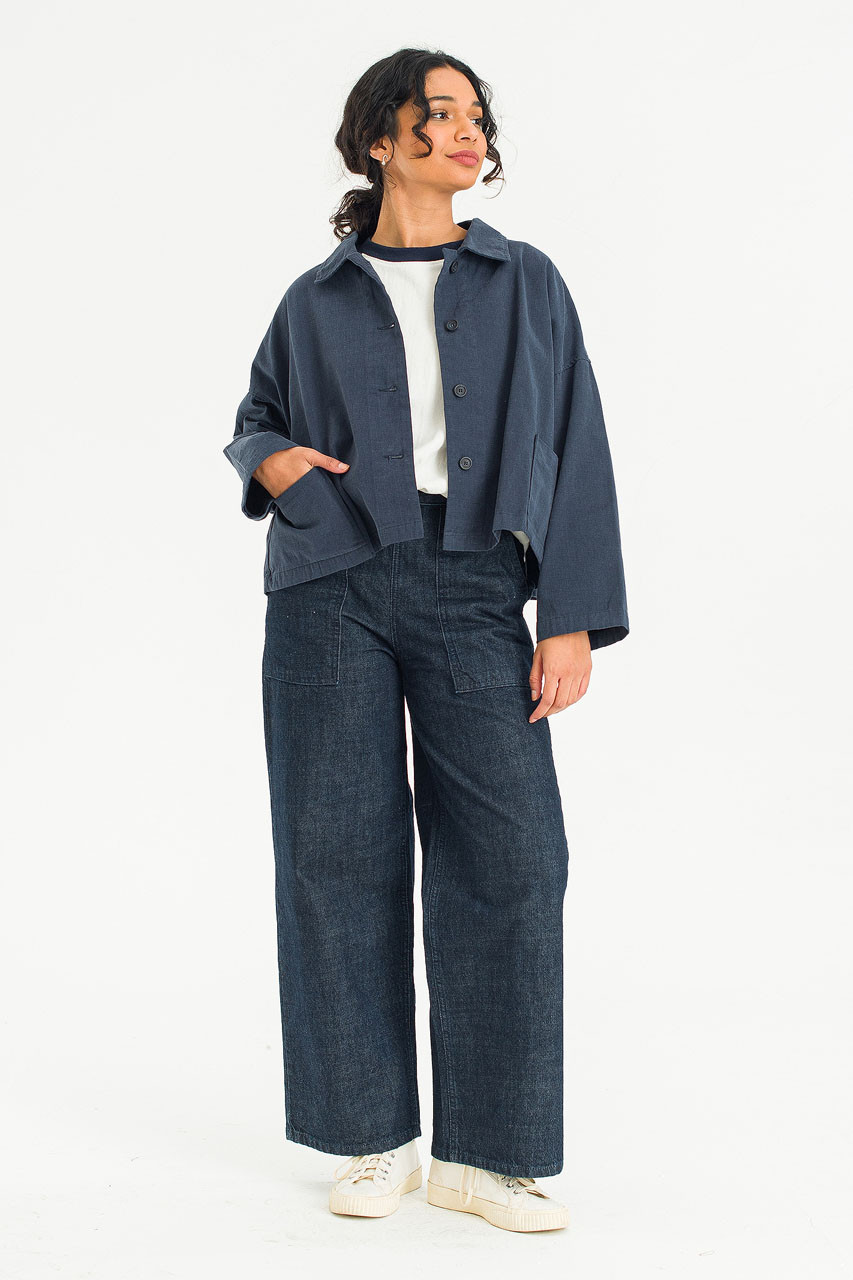 Cotton Workwear Jacket, Navy