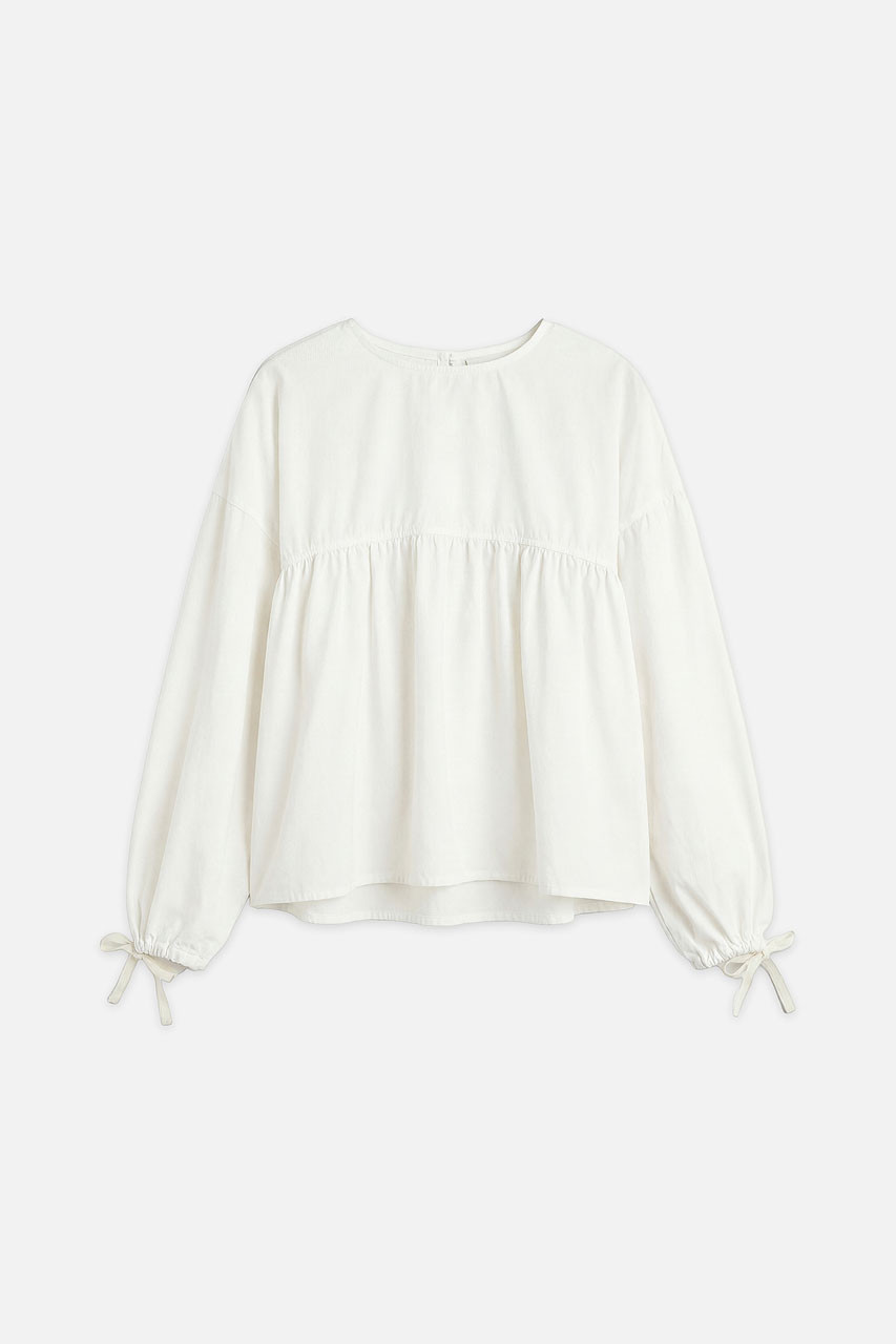 Ribbon Sleeve Balloon Blouse, Ivory