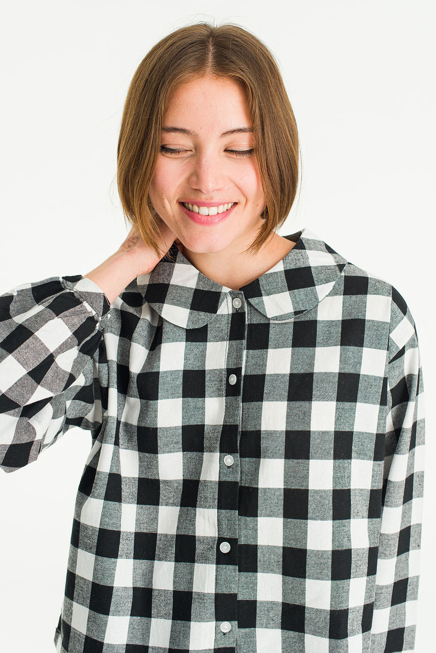Tamiko Check Blouse, Black