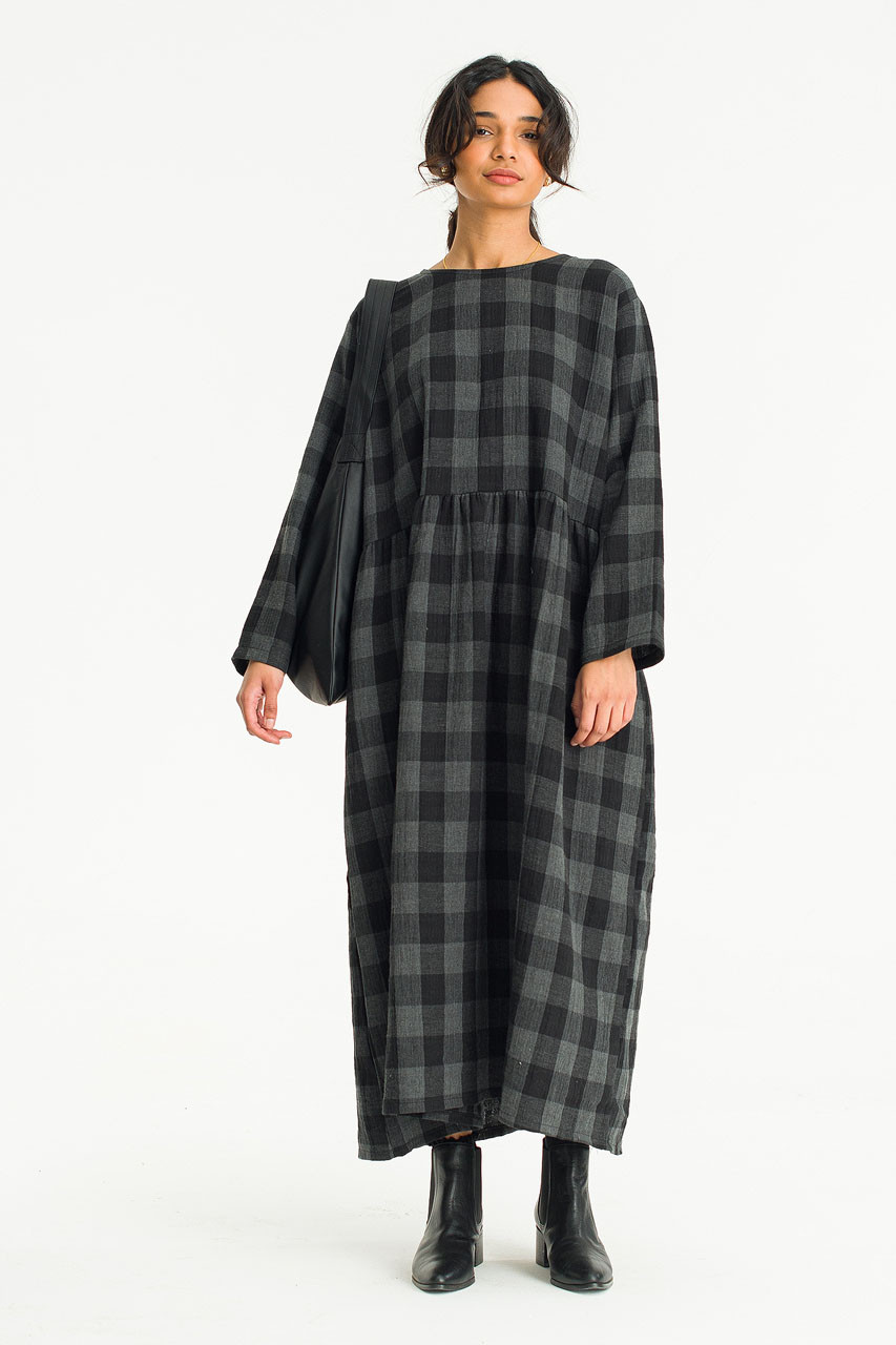 Poppi Double Faced Check Dress, Large Check