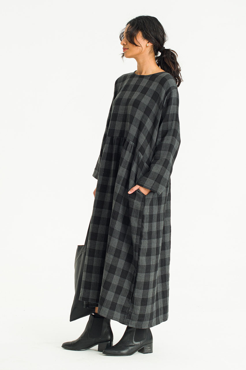 Poppi Double Faced Check Dress, Large Check
