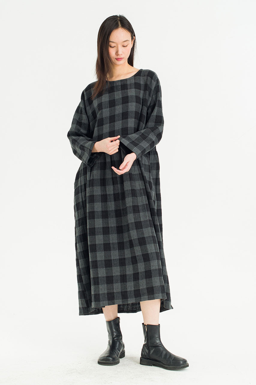 Poppi Double Faced Check Dress, Large Check