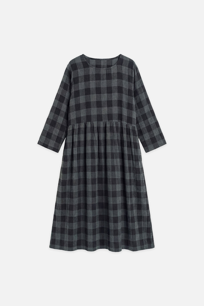 Poppi Double Faced Check Dress, Large Check