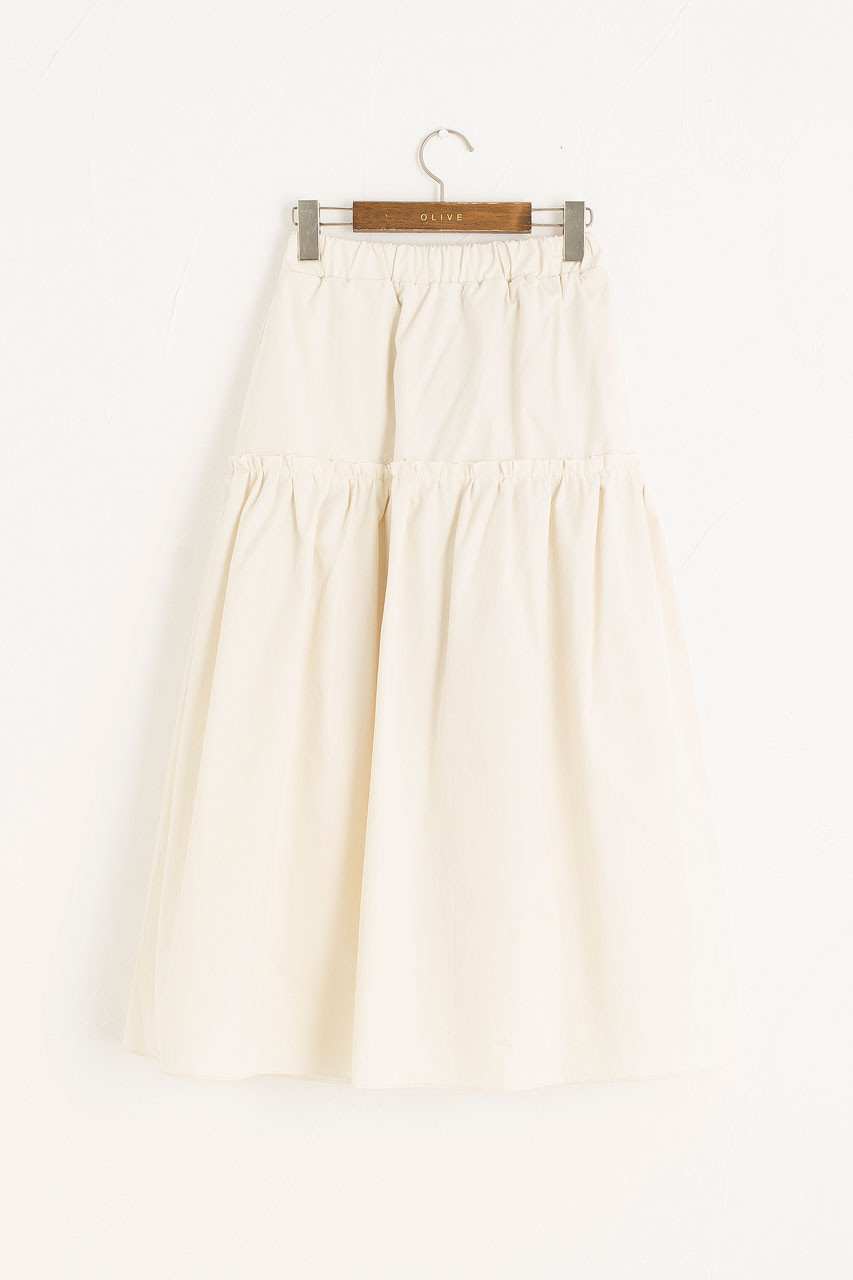 Frill Tiered Cotton Skirt, Ivory