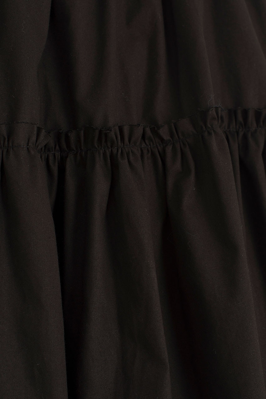Frill Tiered Cotton Skirt, Black