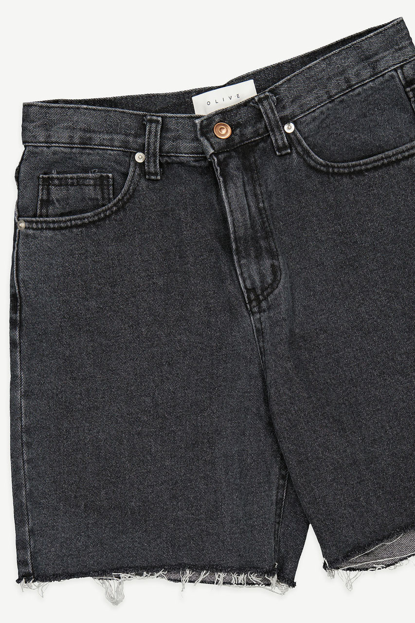 Raw Edge Mom Shorts, Black