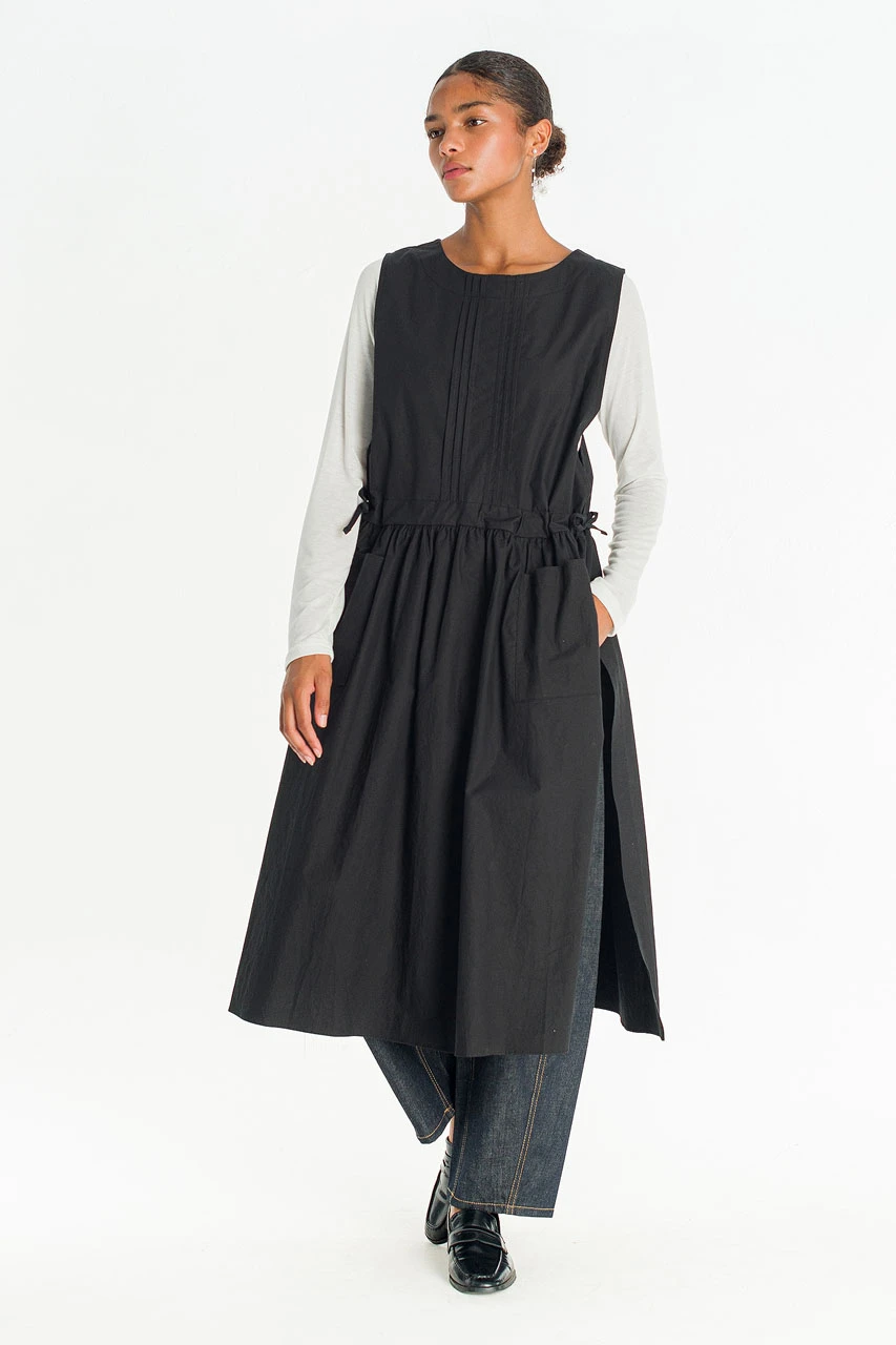 Open Apron Dress, Black