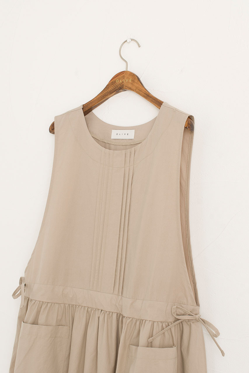 Open Apron Dress, Beige