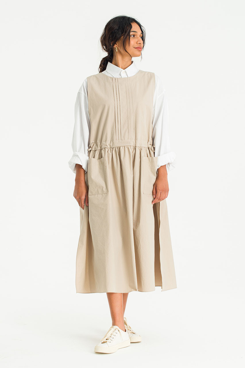 Open Apron Dress, Beige