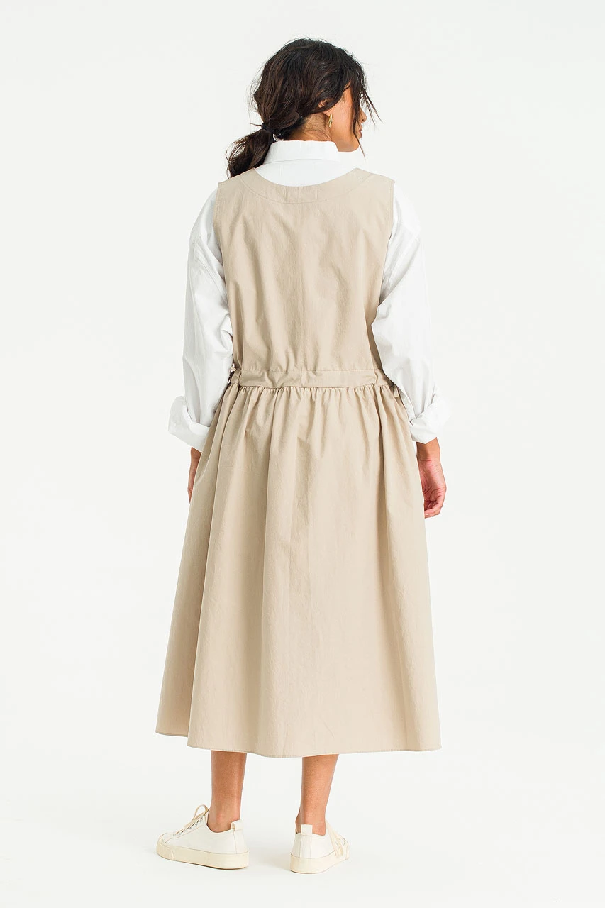 Open Apron Dress, Beige