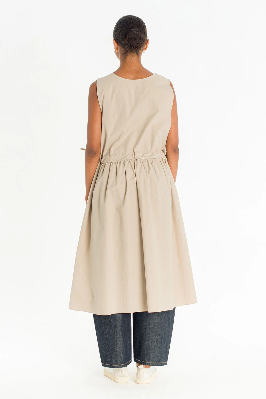 Open Apron Dress, Beige