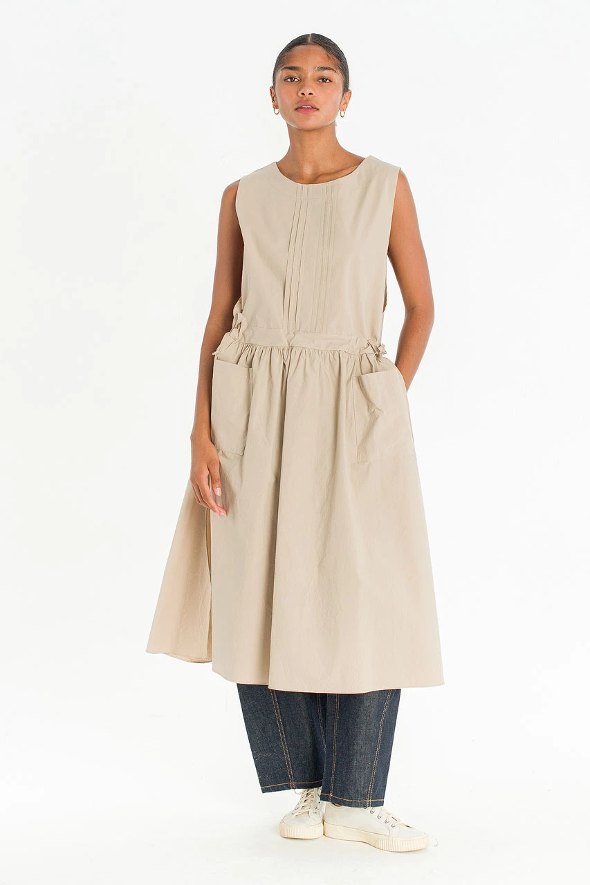 Open Apron Dress, Beige