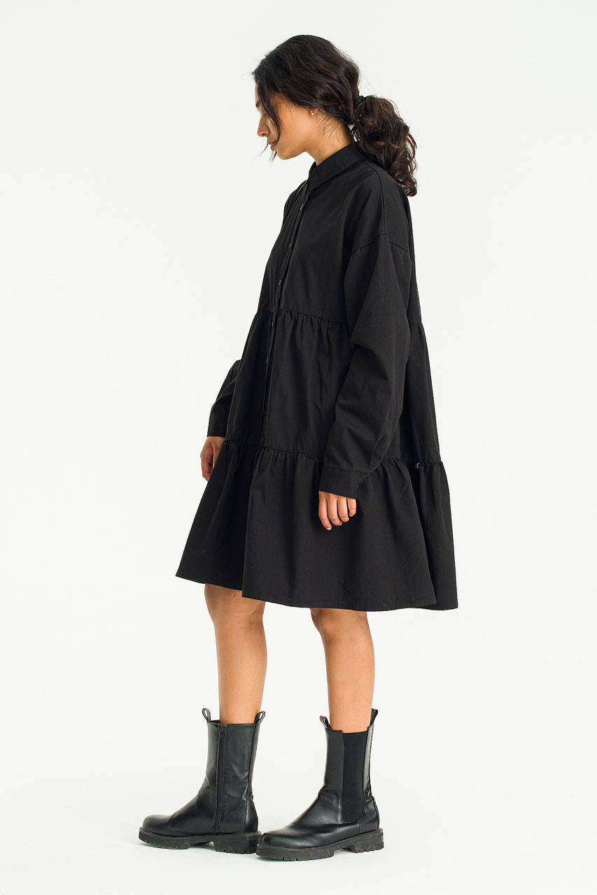 Leon Tiered Dress, Black