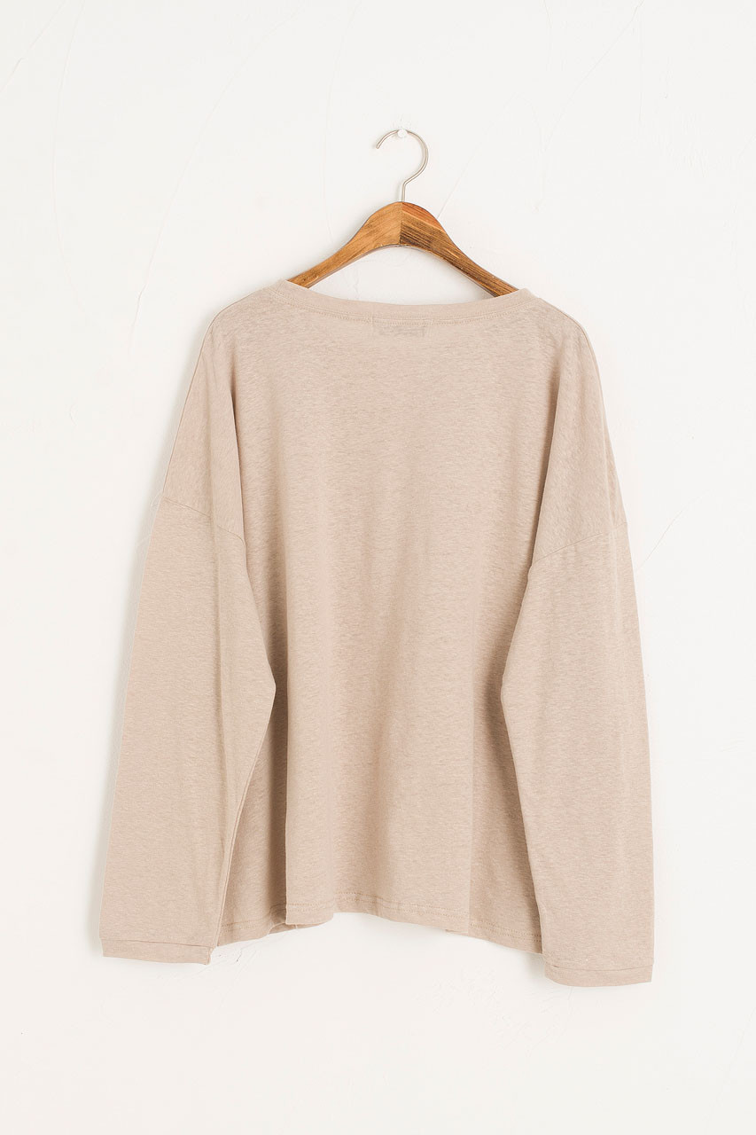 Linen Mix Basic Tee, Beige