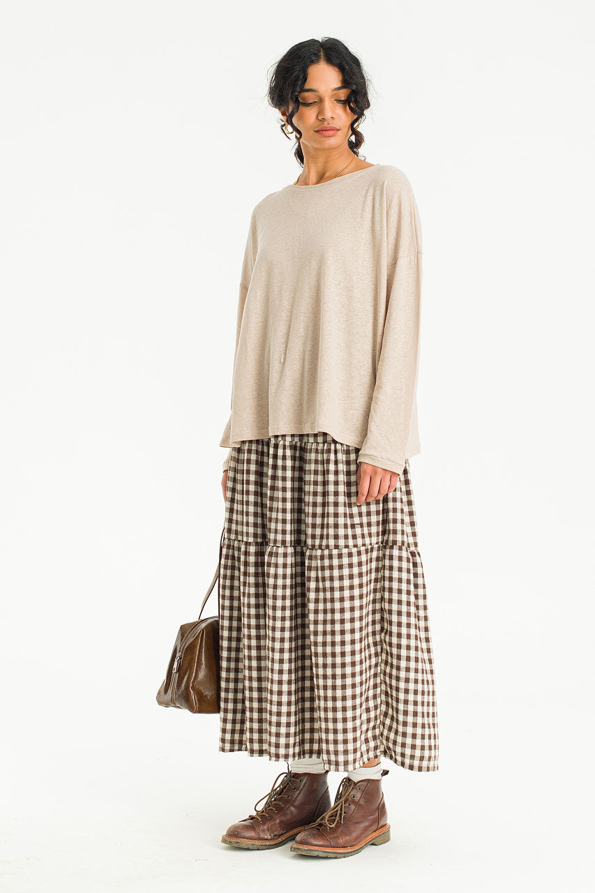 Linen Mix Basic Tee, Beige