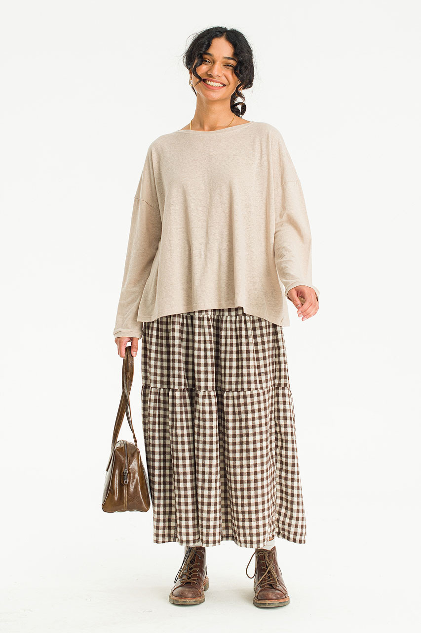 Linen Mix Basic Tee, Beige