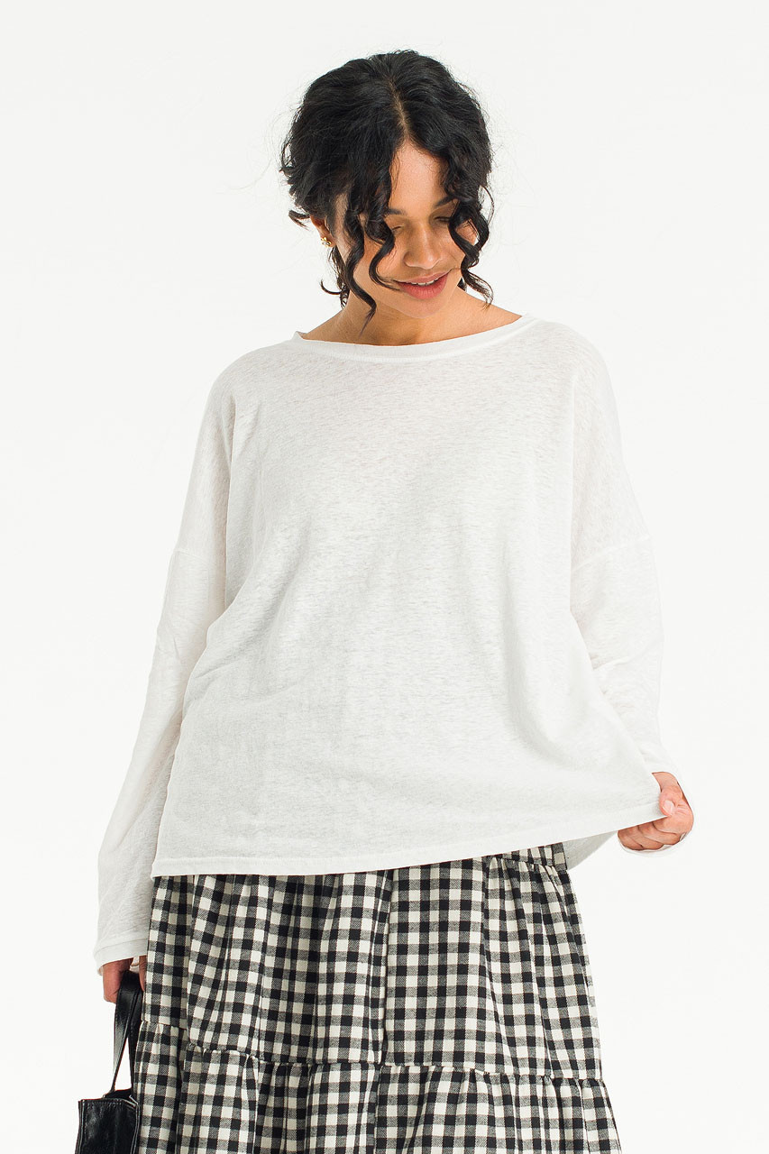 Linen Mix Basic Tee, Ivory