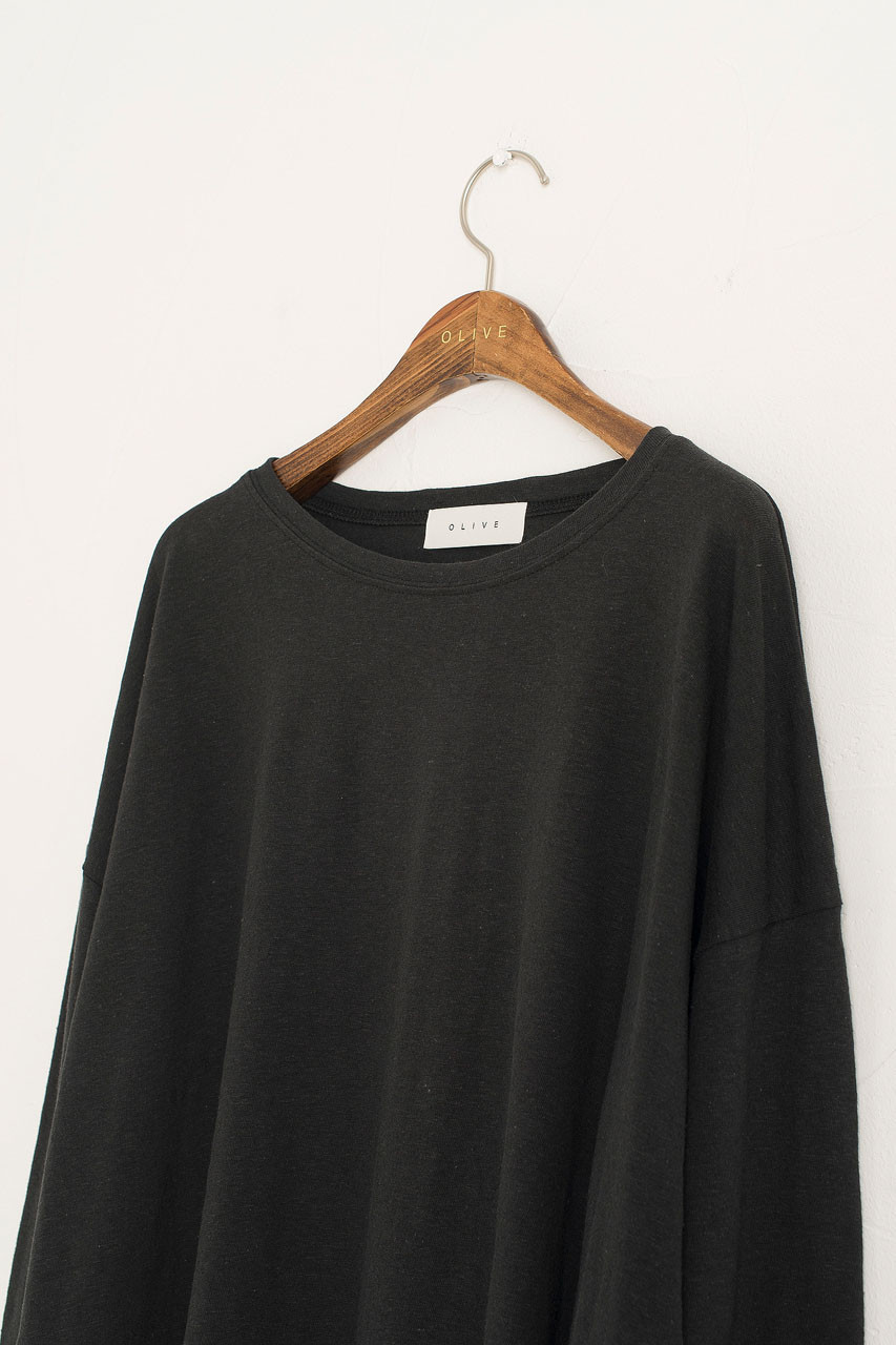 Linen Mix Basic Tee, Black