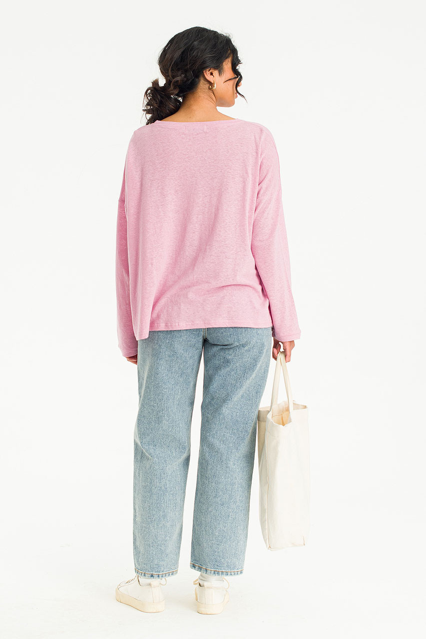 Linen Mix Basic Tee, Pink
