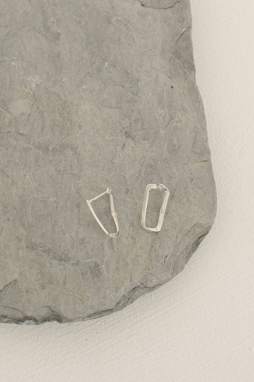 Block Twist Hoop Earrings, Sterling Silver