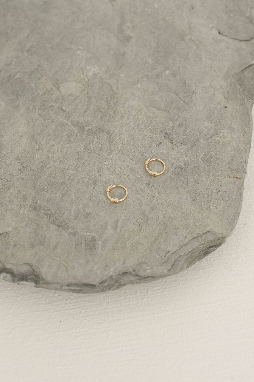 Tiny Hoop Earrings, 14K Gold