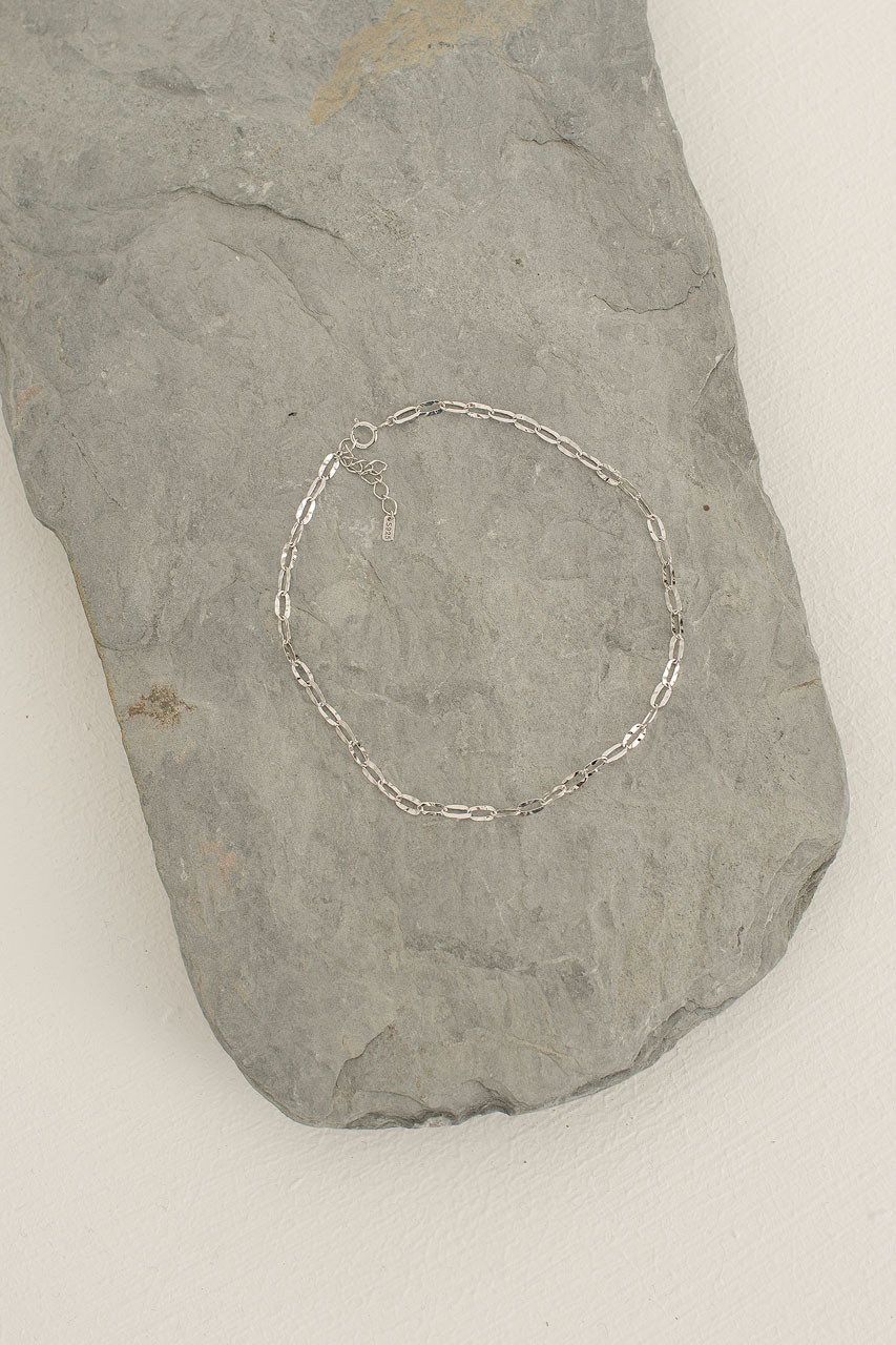 Mini Chain Anklet, Sterling Silver