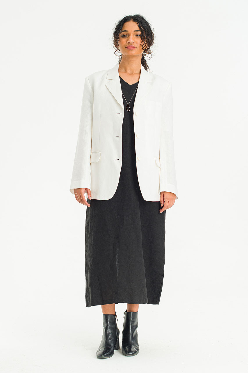 Linen Herringbone Jacket, Ivory