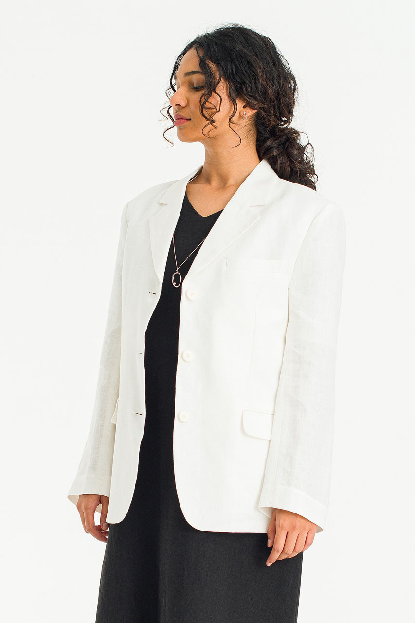 Linen Herringbone Jacket, Ivory