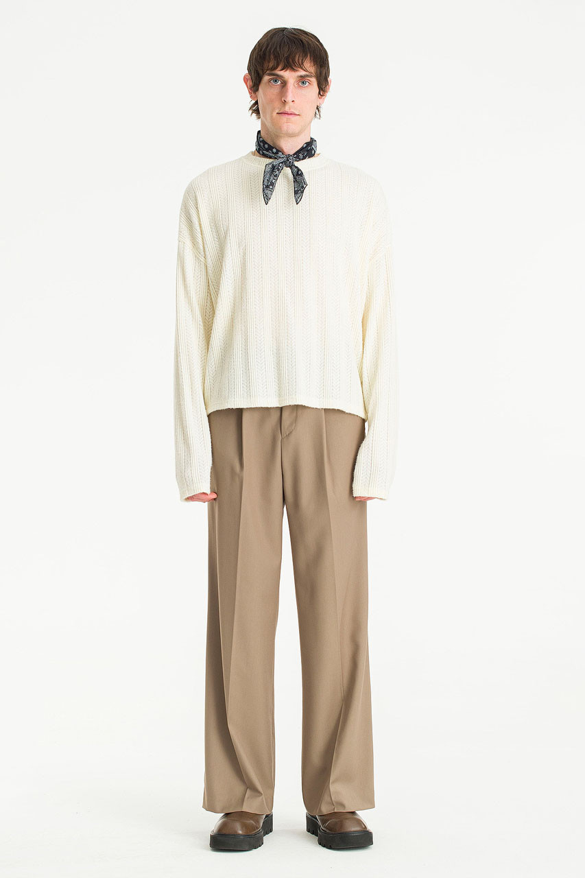 Menswear | Wide Single Pleat Pants, Mocha