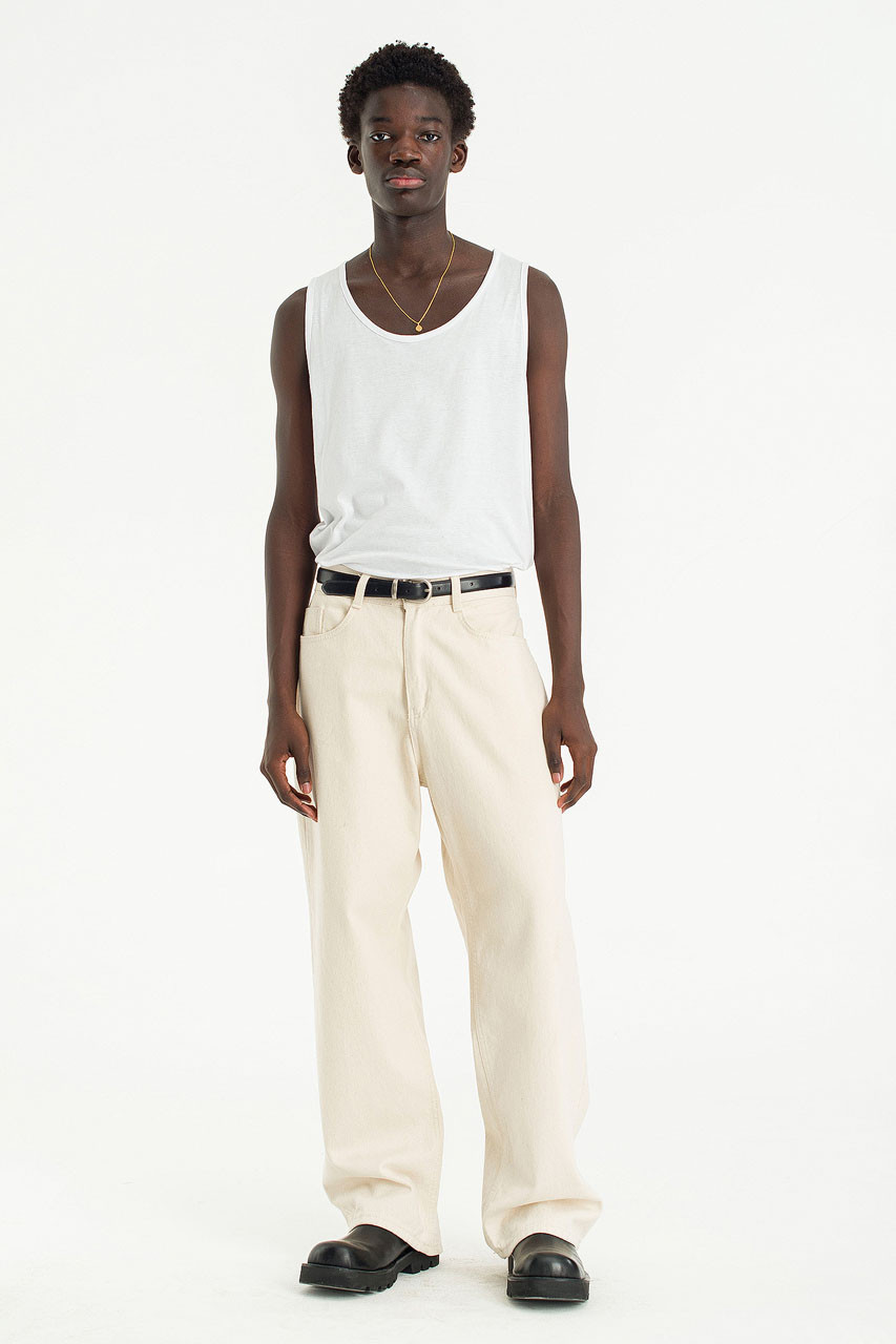 Menswear | Wide Twill Pants, Cream