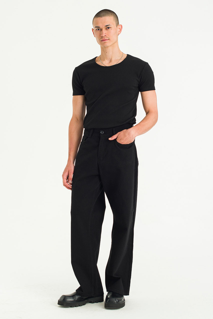Menswear | Wide Twill Pants, Black