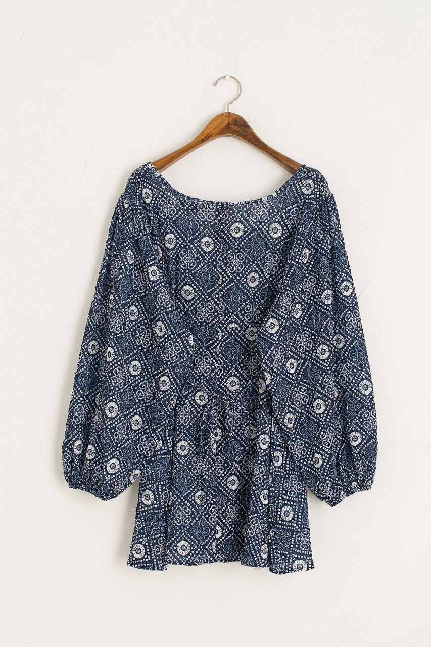 Printed Mini Dress, Navy