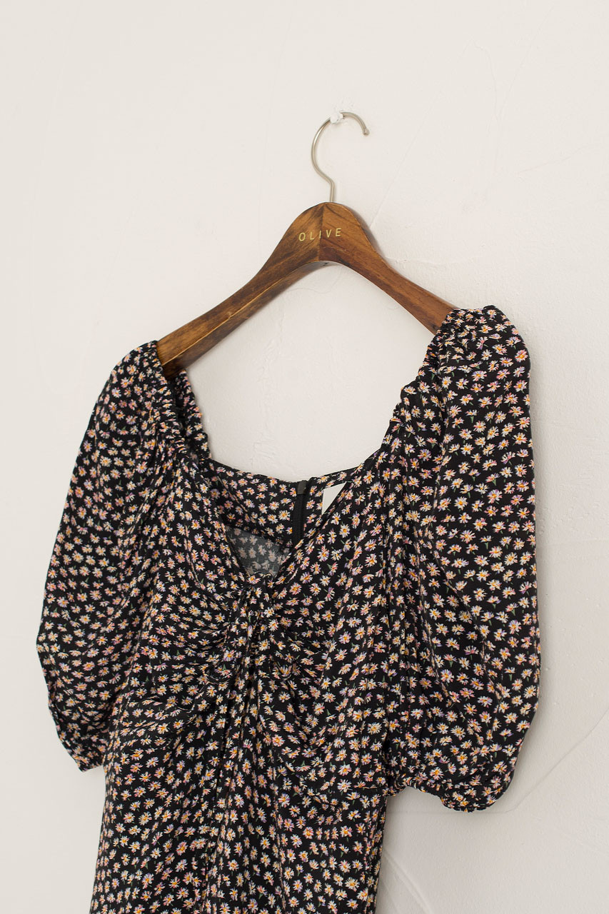 Kiko Ditsy Flower Mini Dress, Black