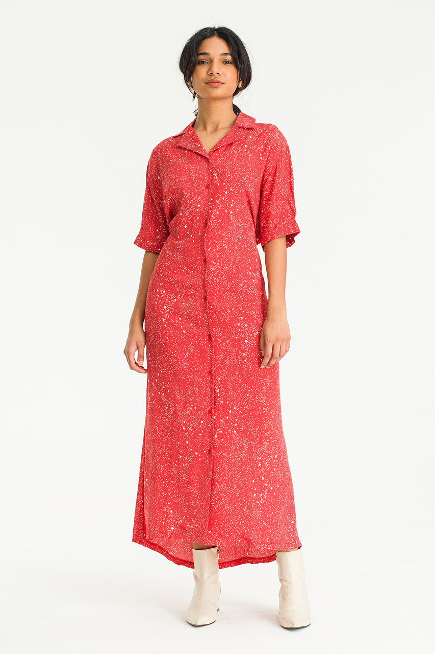 Dotty Maxi Dress, Red