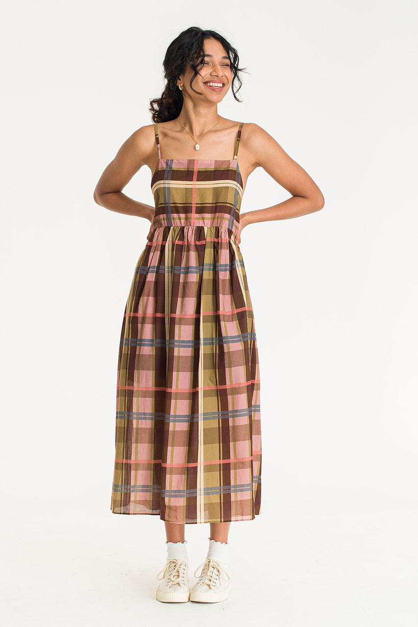 Rael Linen Henry Neck Dress, Blue