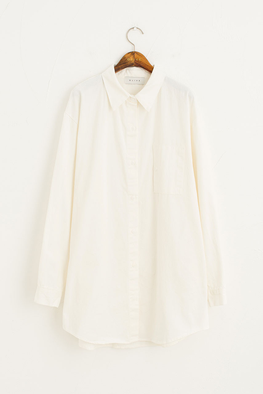Oxford Mini Shirt Dress, Ivory