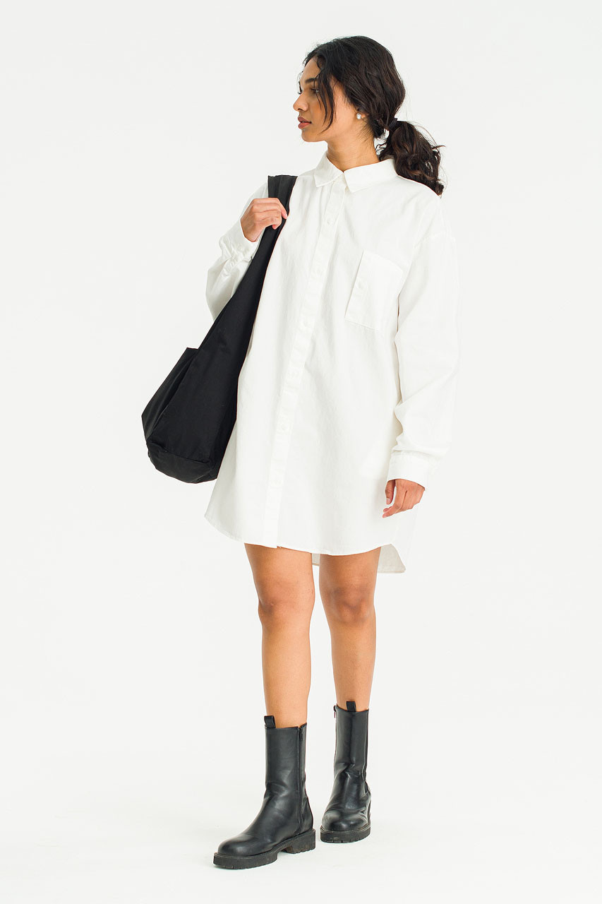 Oxford Mini Shirt Dress, Ivory