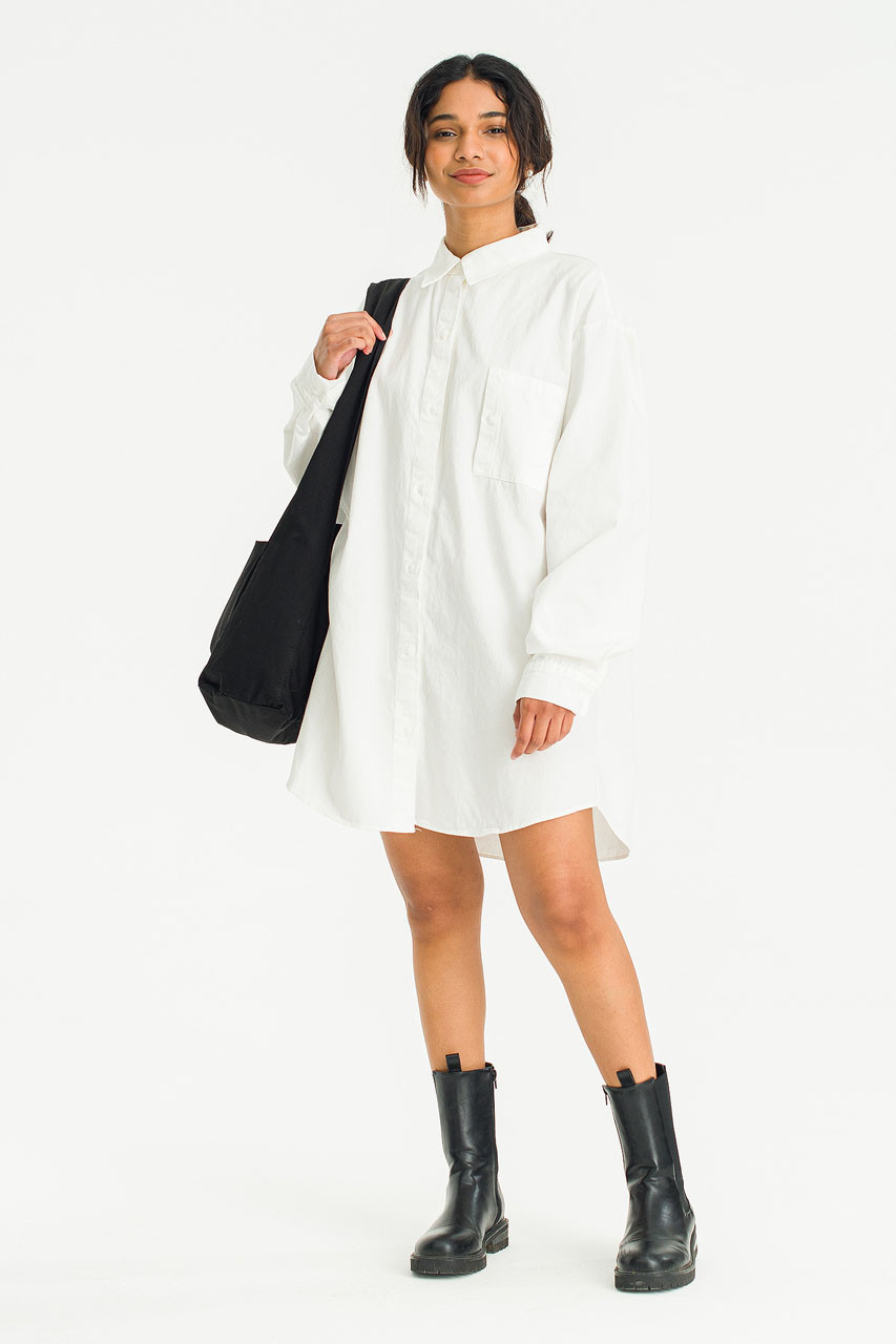 Oxford Mini Shirt Dress, Ivory
