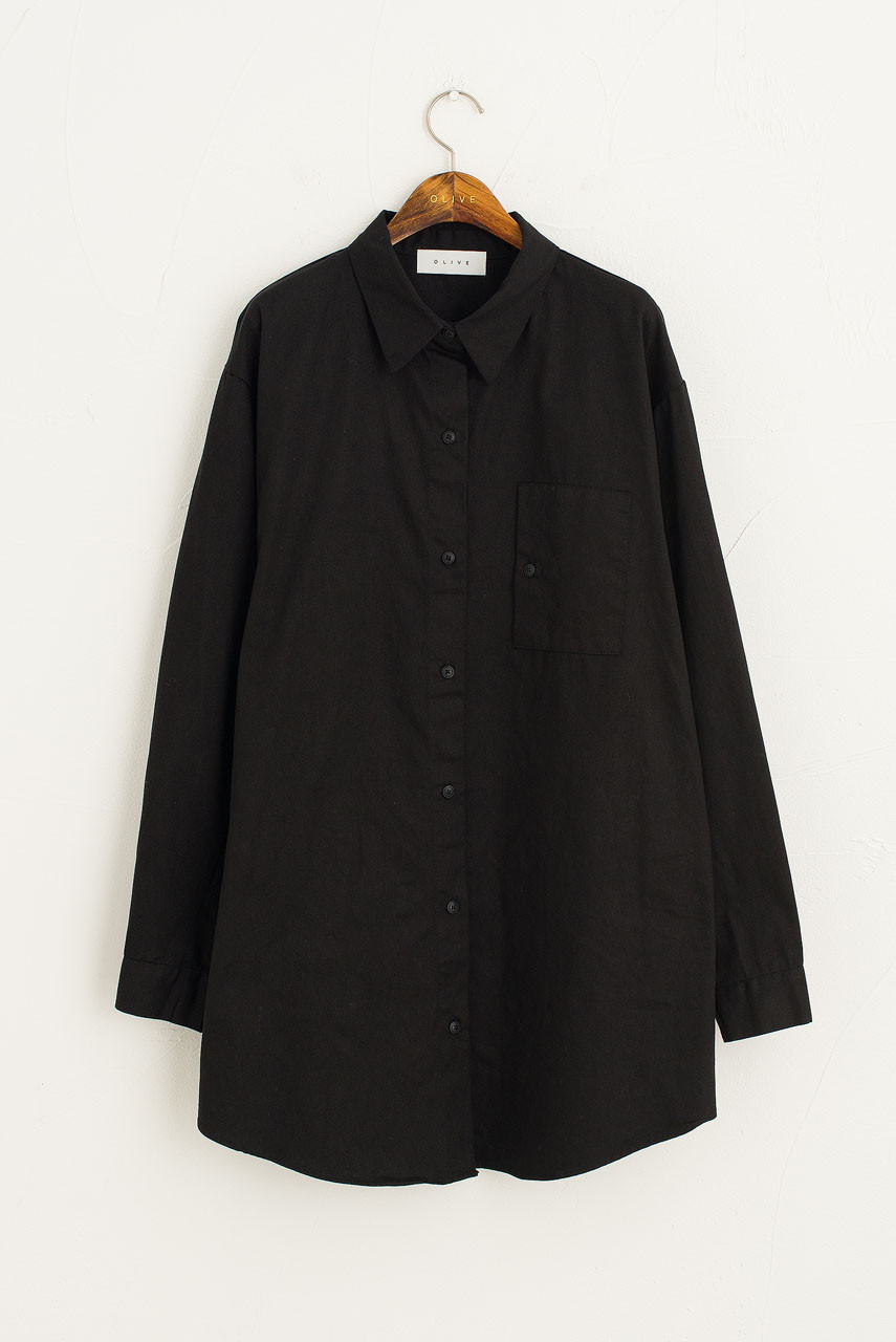 Oxford Mini Shirt Dress, Black