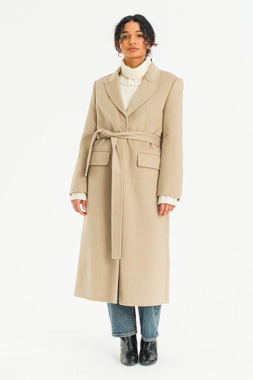 Ella Double Button Seamless Coat, Sage