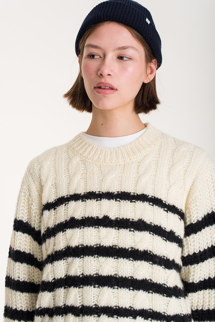 Cable Stripe Jumper, Ivory