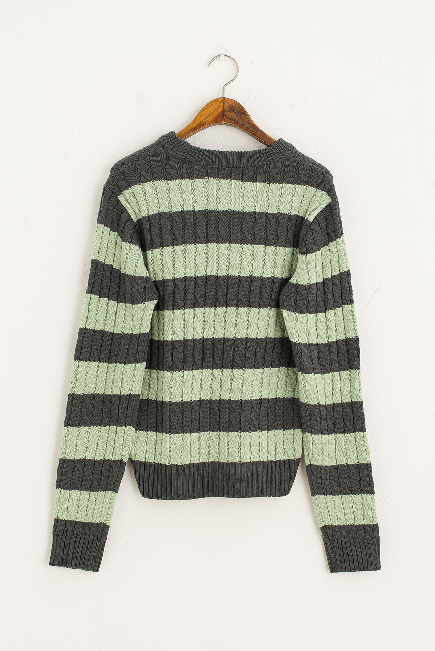 Sunny Stripe Cable Jumper, Khaki