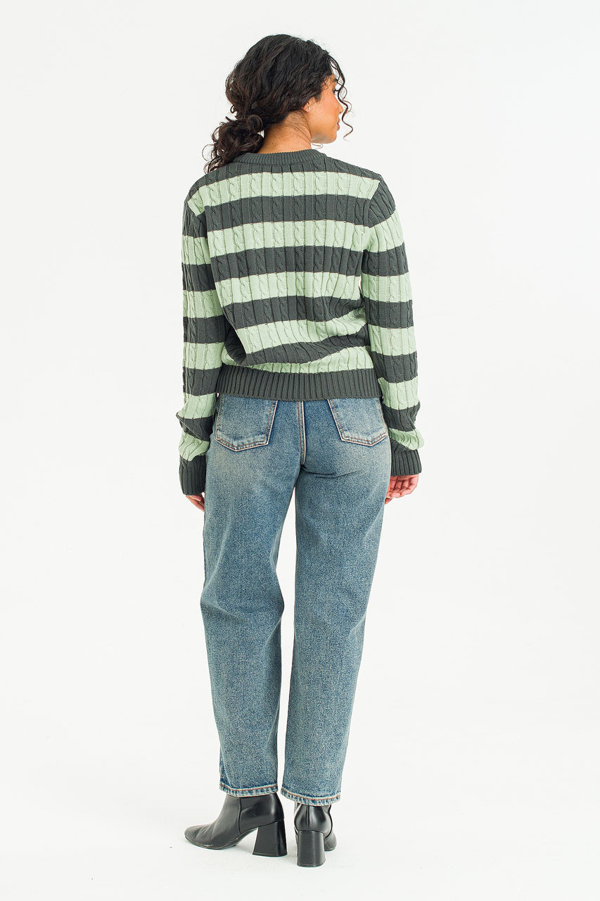 Sunny Stripe Cable Jumper, Khaki