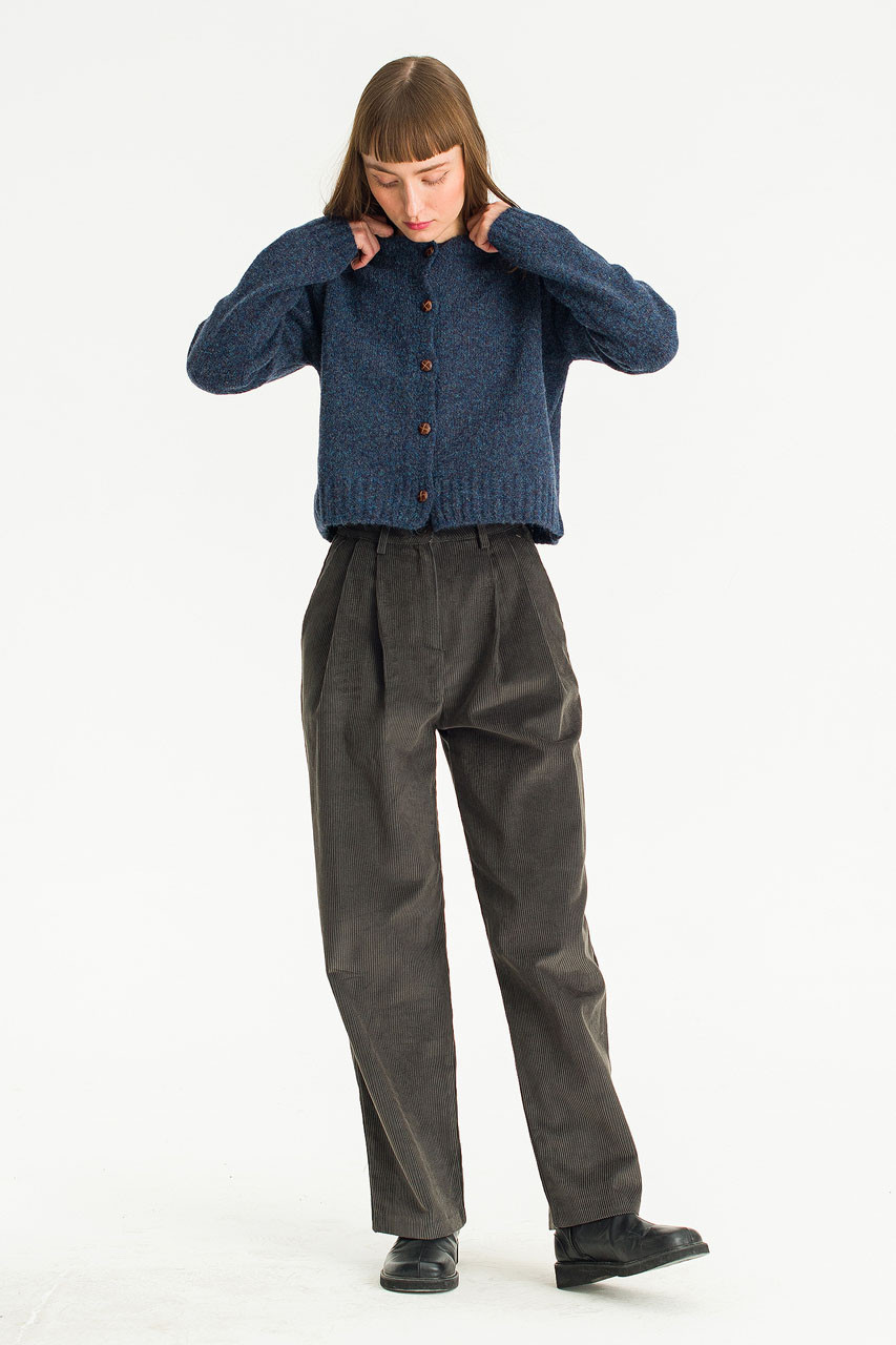 Hana Mini Crop Cardigan, Slate Blue