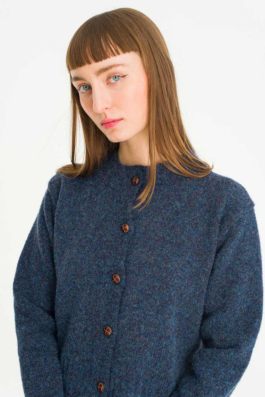 Hana Mini Crop Cardigan, Slate Blue