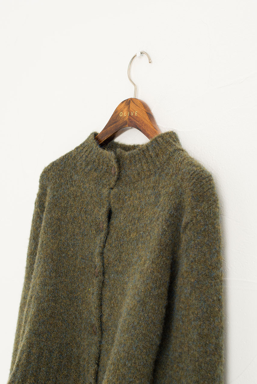 Hana Mini Crop Cardigan, Khaki Melange