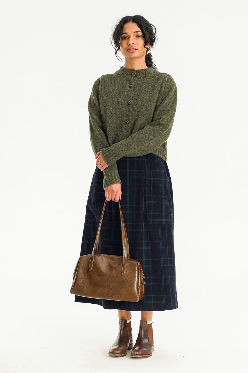 Hana Mini Crop Cardigan, Khaki Melange